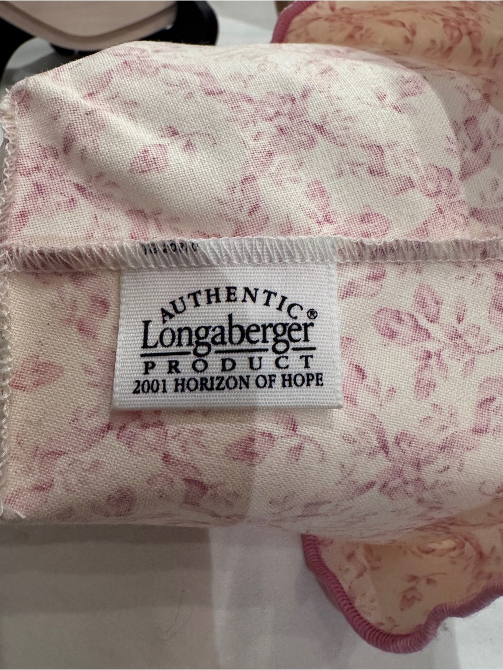 Longaberger Pink-Trim Floral Lined Woven Basket - Picture 9 of 11